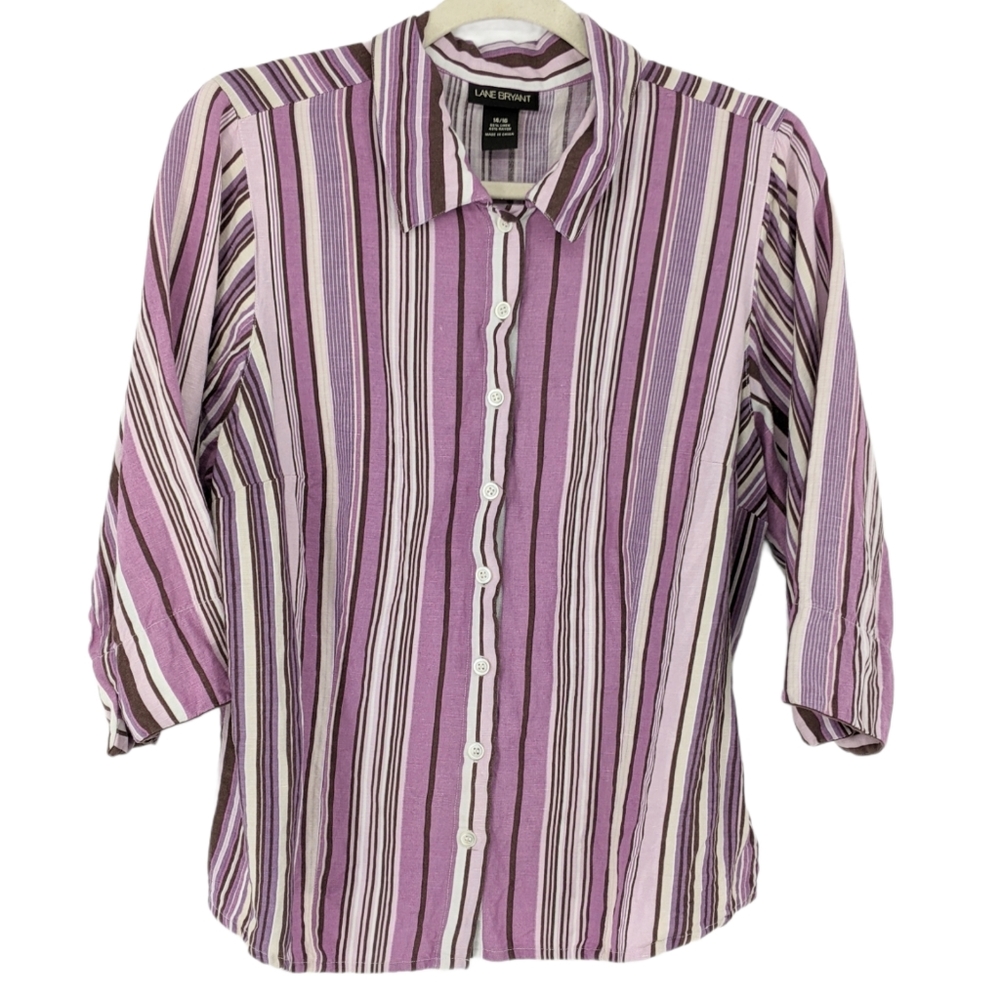 Lane Bryant Purple Striped Women's Top